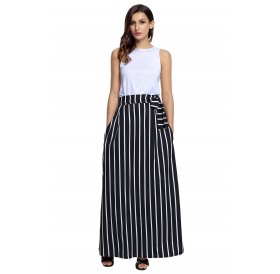 Black Striped Maxi Skirt