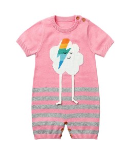 Pink Cute Cloud Pattern Knit Newborn Baby Romper