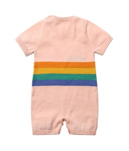 Pink Adorable Shy Sun Pattern Knitted T-shirt Baby Romper