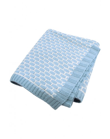 Azure Patterned Cotton Knit Hug Baby Blanket