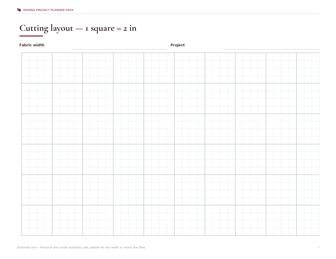 Preview of the first page of Cutting grid (PDF)